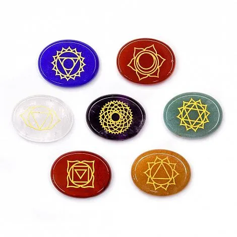 Chakra stones set for energy healing and massage